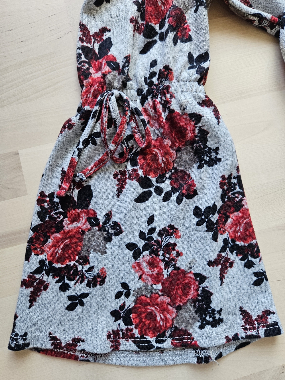 NWT Deadstock Sears Canada Floral Bell Sleeve A-Line Tunic Dress Grey Red XL - Picture 6 of 12